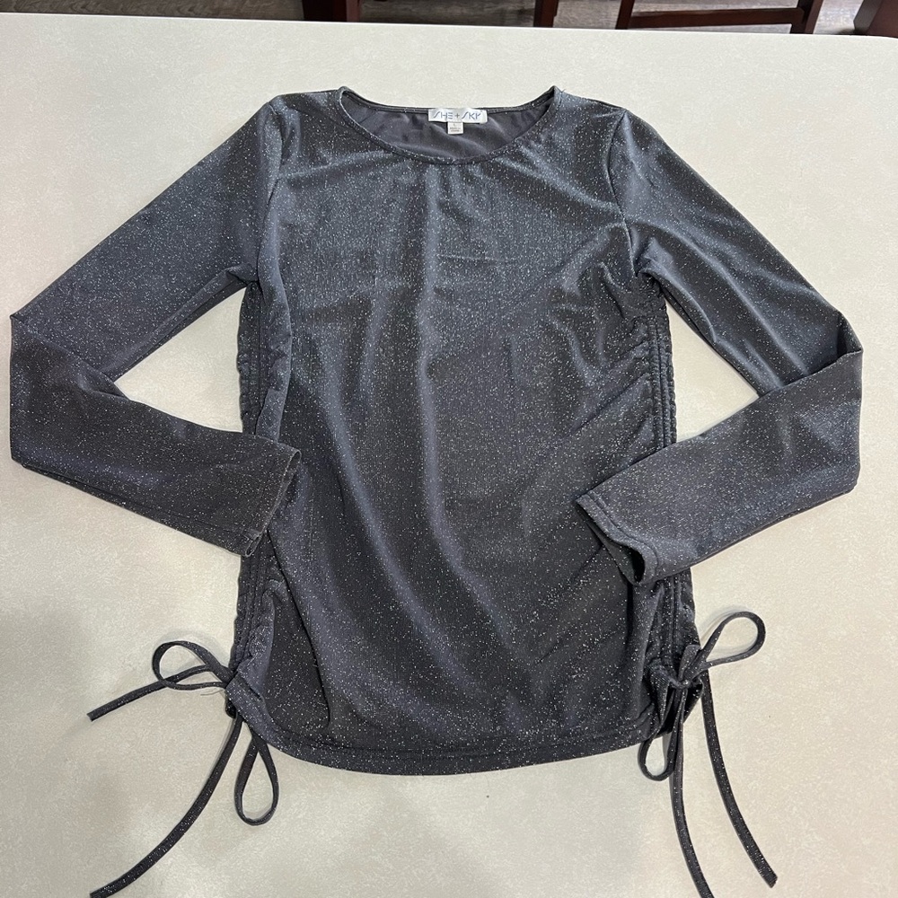 She + Sky Sparkling Charcoal Long Sleeve Top
